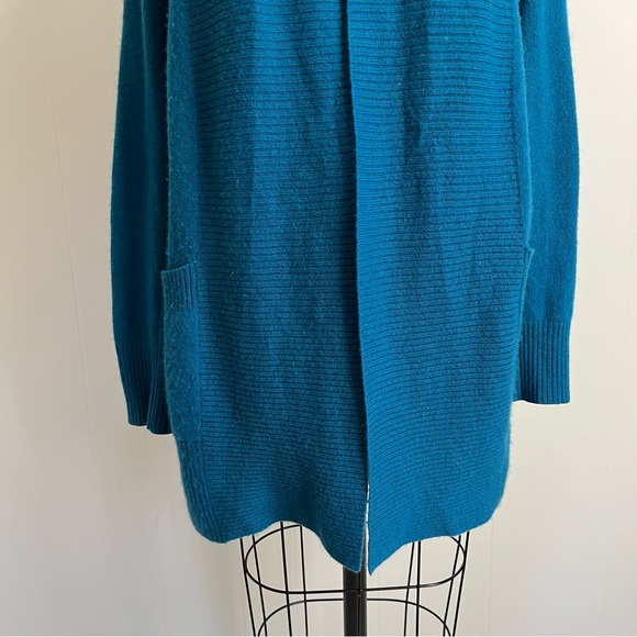Cynthia Rowley 100% Cashmere Cardigan Sweater Small Peacock Blue Open Front Soft - Picture 4 of 15